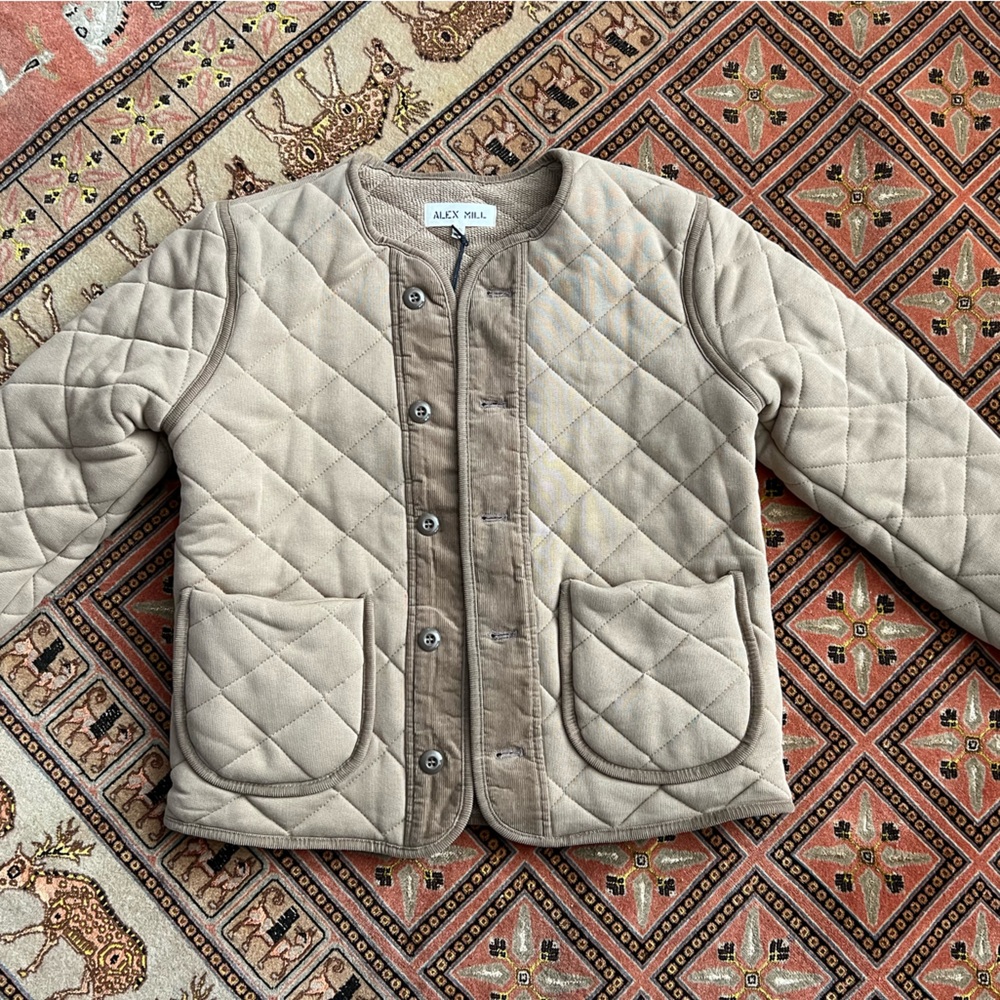 Alex Mill quilted fleece jacket, vintage khaki